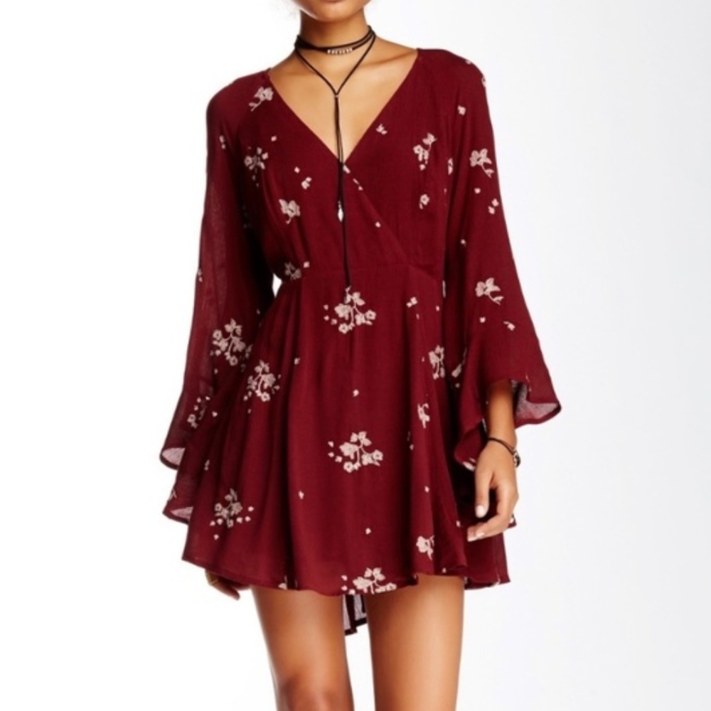 Free People Flowy Maroon Mini Dress